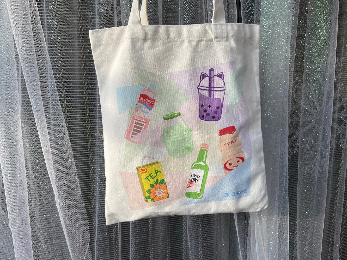 Asian Drinks Cute Reusable Canvas Tote Shopping Bag