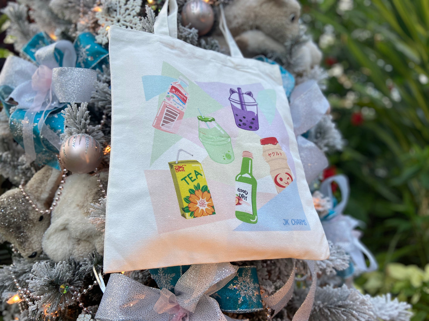 Asian Drinks Cute Reusable Canvas Tote Shopping Bag